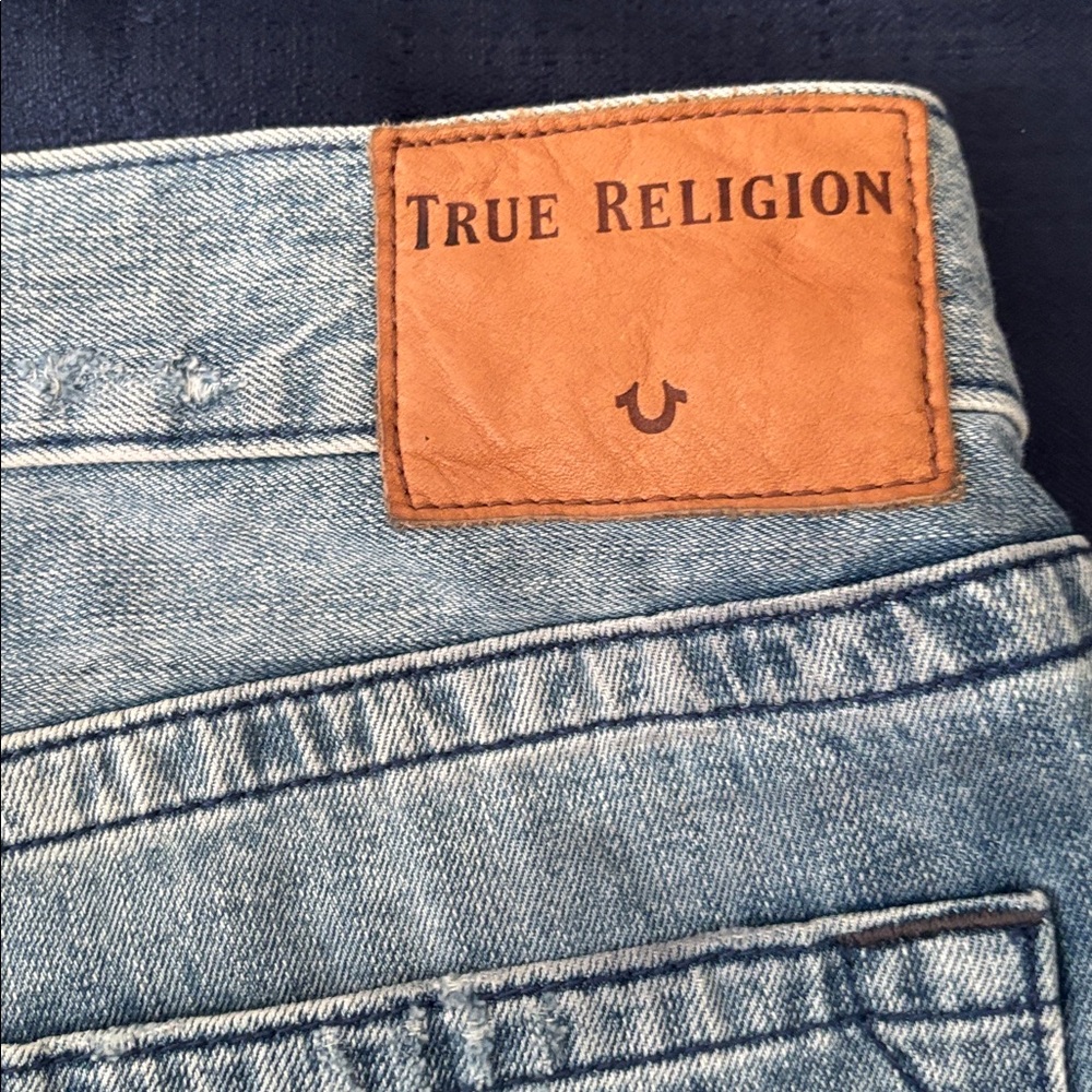 True Religion Faded Blue Denim Jeans distressed look - Picture 10 of 13